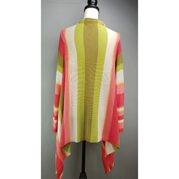 J Jill Sz S Asymmetrical Colorful Striped Open Front Sweater Duster Cardigan - Picture 3 of 10